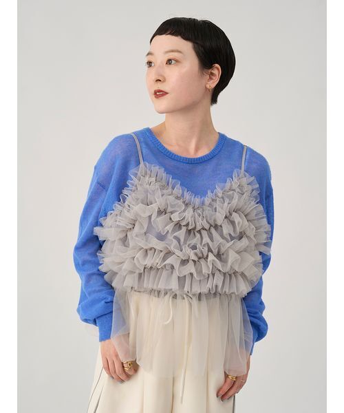 emmi(エミ)の「【USAGI ONLINE限定】チュールビスチェ(Tシャツ/カットソー・レディース・ライトグレー/ブラウン・F)」の18枚目の写真