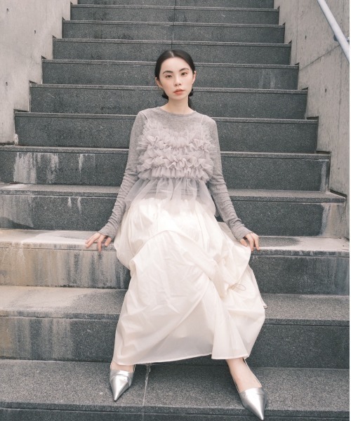 emmi(エミ)の「【USAGI ONLINE限定】チュールビスチェ(Tシャツ/カットソー・レディース・ライトグレー/ブラウン・F)」の16枚目の写真