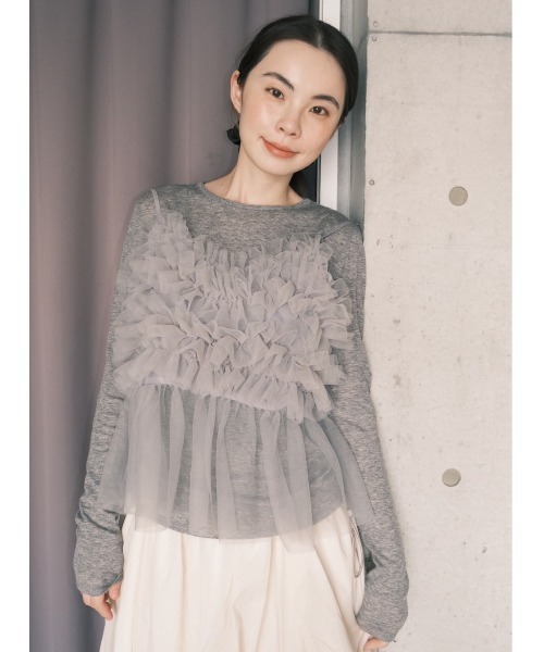 emmi(エミ)の「【USAGI ONLINE限定】チュールビスチェ(Tシャツ/カットソー・レディース・ライトグレー/ブラウン・F)」の15枚目の写真