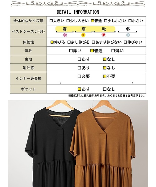 GOLDJAPAN(ゴールドジャパン)の「胸タックギャザー切り替えワイドワンピース【大きいサイズ対応】(ワンピース・レディース・ブラック/キャメル・LL~3L/4L~5L)」の21枚目の写真