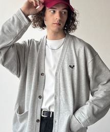 「ほどよいラフさ。」刺繍入り裏毛スウェット素材カーディガン(長袖)/Embroidered Design Sweat Cardigan