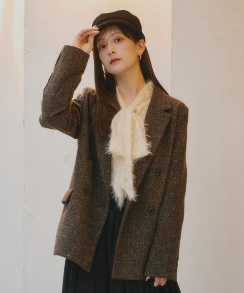 Olu.（オルドット）の「ツイードテーラードジャケット（テーラードジャケット・レディース・ブラック/ブラウン・FREE）」の3枚目の写真