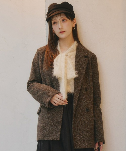 Olu.（オルドット）の「ツイードテーラードジャケット（テーラードジャケット・レディース・ブラック/ブラウン・FREE）」の4枚目の写真