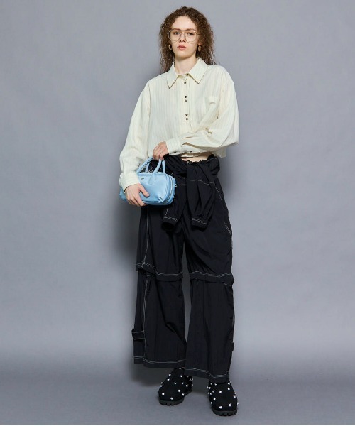 MAISON SPECIAL(メゾンスペシャル)の「Tuck Stripe Short Shirt/タックストライプショートシャツ(シャツ/ブラウス・レディース・ネイビー/グレー/ホワイト・FREE)」の17枚目の写真