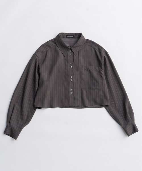 MAISON SPECIAL(メゾンスペシャル)の「Tuck Stripe Short Shirt/タックストライプショートシャツ(シャツ/ブラウス・レディース・ネイビー/グレー/ホワイト・FREE)」の11枚目の写真