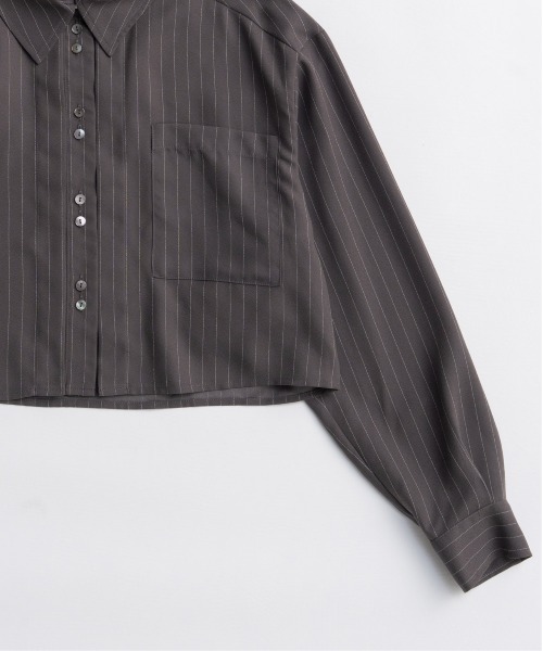 MAISON SPECIAL(メゾンスペシャル)の「Tuck Stripe Short Shirt/タックストライプショートシャツ(シャツ/ブラウス・レディース・ネイビー/グレー/ホワイト・FREE)」の13枚目の写真