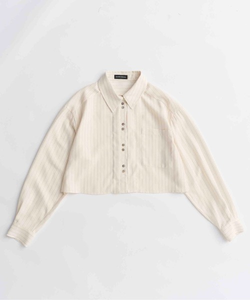 MAISON SPECIAL(メゾンスペシャル)の「Tuck Stripe Short Shirt/タックストライプショートシャツ(シャツ/ブラウス・レディース・ネイビー/グレー/ホワイト・FREE)」の9枚目の写真