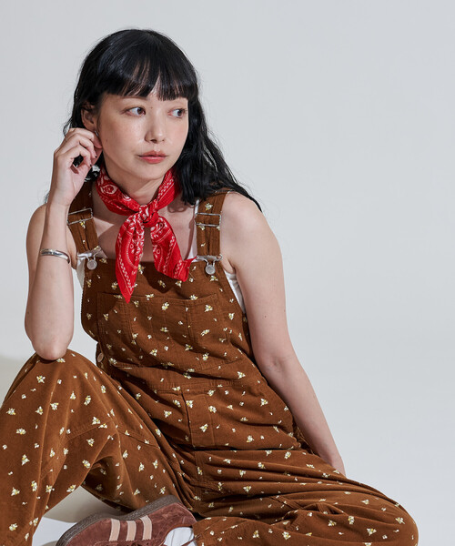 セール】カントリーフラワー コーデュロイオーバーオール