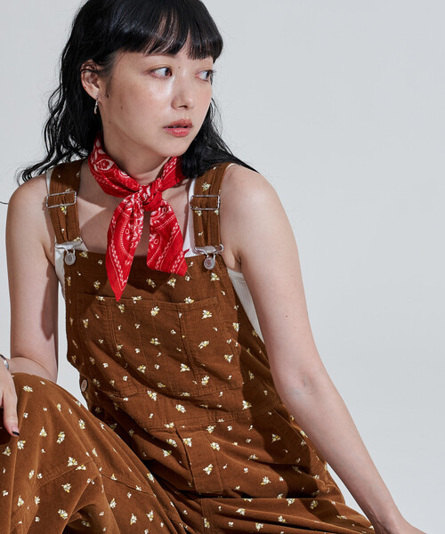 セール】カントリーフラワー コーデュロイオーバーオール