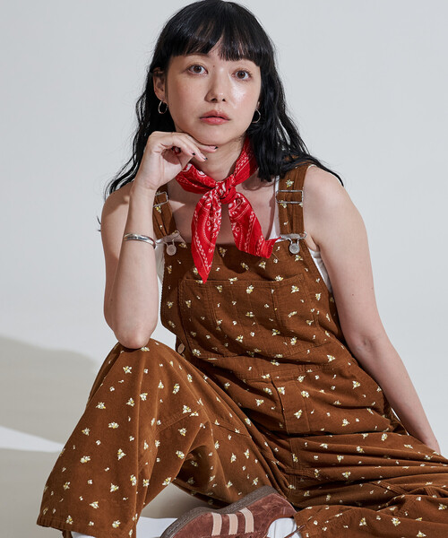 セール】カントリーフラワー コーデュロイオーバーオール