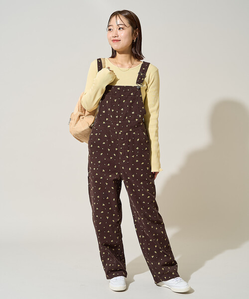 セール】カントリーフラワー コーデュロイオーバーオール