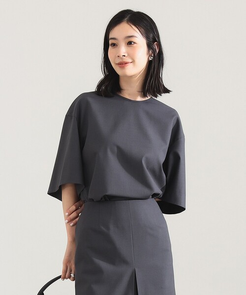 Demi-Luxe BEAMS（デミルクス ビームス）の「【12/4値下げ】ウール トロピカル フレアスリーブ プルオーバー［手洗い可］（シャツ/ブラウス・レディース・チャコールグレー/ベージュ・ONE SIZE）」の4枚目の写真