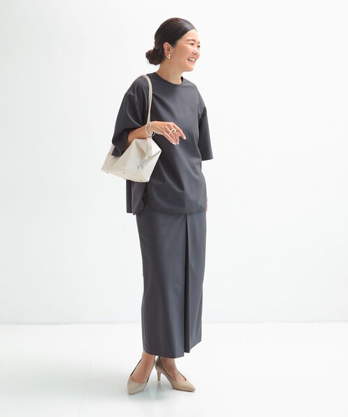 Demi-Luxe BEAMS（デミルクス ビームス）の「【12/4値下げ】ウール トロピカル フレアスリーブ プルオーバー［手洗い可］（シャツ/ブラウス・レディース・チャコールグレー/ベージュ・ONE SIZE）」の6枚目の写真