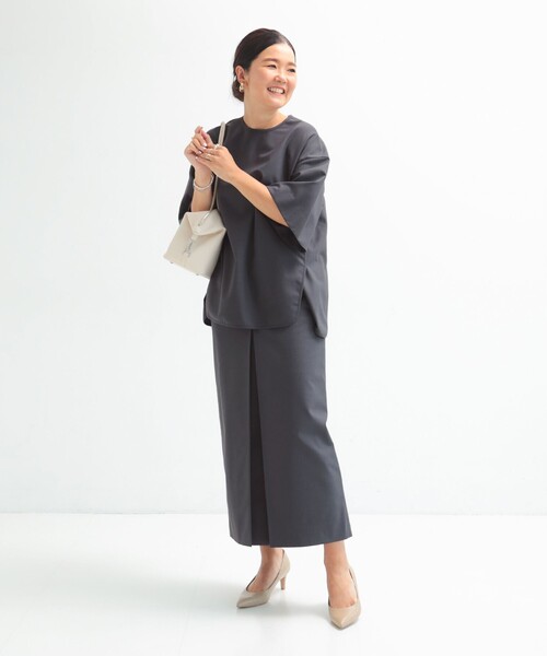 Demi-Luxe BEAMS（デミルクス ビームス）の「【12/4値下げ】ウール トロピカル フレアスリーブ プルオーバー［手洗い可］（シャツ/ブラウス・レディース・チャコールグレー/ベージュ・ONE SIZE）」の10枚目の写真