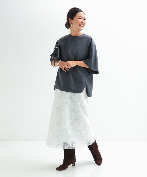 Demi-Luxe BEAMS（デミルクス ビームス）の「【12/4値下げ】ウール トロピカル フレアスリーブ プルオーバー［手洗い可］（シャツ/ブラウス・レディース・チャコールグレー/ベージュ・ONE SIZE）」の3枚目の写真