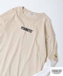 PEANUTS 袖切替配色天竺長袖Tシャツ