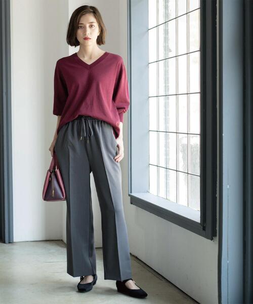 OPAQUE.CLIP（オペークドットクリップ）の「《SS-LLサイズ》ストレッチ美脚イージーワイドパンツ【防シワ/洗濯機洗い可】（その他パンツ・レディース・ブラウン系/ブラック/グレー・38/34/36/40/42）」の4枚目の写真