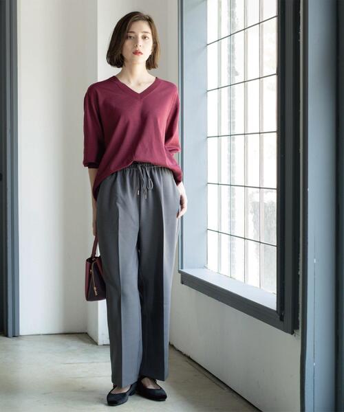 OPAQUE.CLIP（オペークドットクリップ）の「《SS-LLサイズ》ストレッチ美脚イージーワイドパンツ【防シワ/洗濯機洗い可】（その他パンツ・レディース・ブラウン系/ブラック/グレー・38/34/36/40/42）」の5枚目の写真