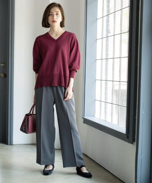 OPAQUE.CLIP（オペークドットクリップ）の「《SS-LLサイズ》ストレッチ美脚イージーワイドパンツ【防シワ/洗濯機洗い可】（その他パンツ・レディース・ブラウン系/ブラック/グレー・38/34/36/40/42）」の7枚目の写真