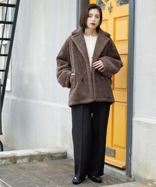 OPAQUE.CLIP（オペークドットクリップ）の「《SS-LLサイズ》ストレッチ美脚イージーワイドパンツ【防シワ/洗濯機洗い可】（その他パンツ・レディース・ブラウン系/ブラック/グレー・38/34/36/40/42）」の12枚目の写真