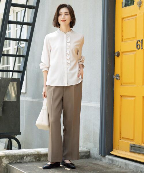 OPAQUE.CLIP（オペークドットクリップ）の「《SS-LLサイズ》ストレッチ美脚イージーワイドパンツ【防シワ/洗濯機洗い可】（その他パンツ・レディース・ブラウン系/ブラック/グレー・38/34/36/40/42）」の15枚目の写真