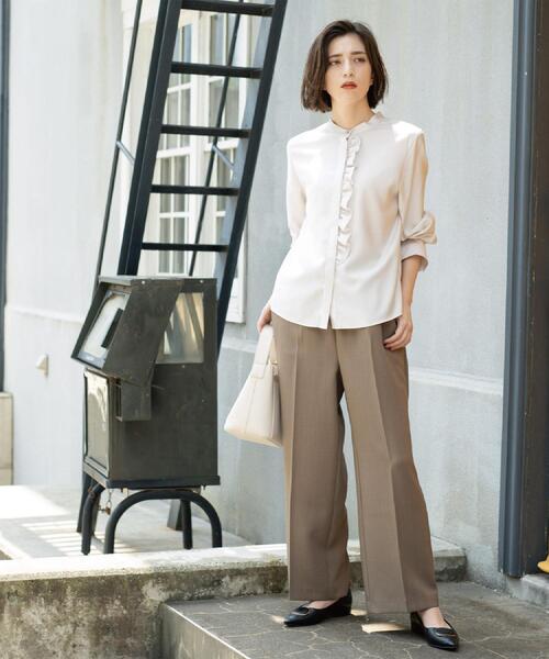 OPAQUE.CLIP（オペークドットクリップ）の「《SS-LLサイズ》ストレッチ美脚イージーワイドパンツ【防シワ/洗濯機洗い可】（その他パンツ・レディース・ブラウン系/ブラック/グレー・38/34/36/40/42）」の16枚目の写真