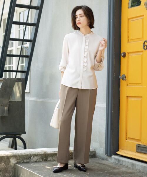 OPAQUE.CLIP（オペークドットクリップ）の「《SS-LLサイズ》ストレッチ美脚イージーワイドパンツ【防シワ/洗濯機洗い可】（その他パンツ・レディース・ブラウン系/ブラック/グレー・38/34/36/40/42）」の17枚目の写真