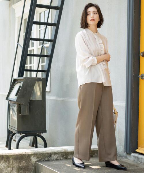 OPAQUE.CLIP（オペークドットクリップ）の「《SS-LLサイズ》ストレッチ美脚イージーワイドパンツ【防シワ/洗濯機洗い可】（その他パンツ・レディース・ブラウン系/ブラック/グレー・38/34/36/40/42）」の18枚目の写真