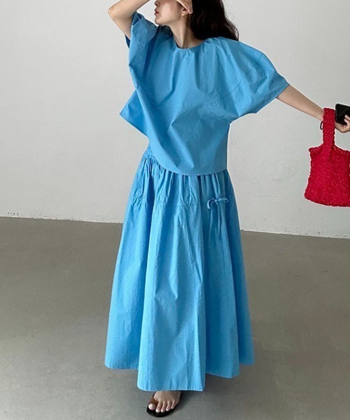 Aelina(エリナ)の「半袖トップス+スカートセットアップ(セットアップ・レディース・ブルー/イエロー・F)」の12枚目の写真