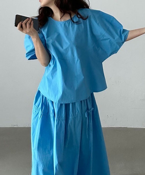 Aelina(エリナ)の「半袖トップス+スカートセットアップ(セットアップ・レディース・ブルー/イエロー・F)」の14枚目の写真