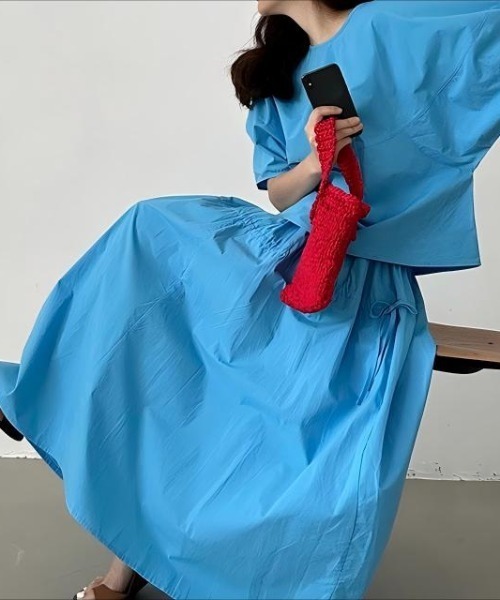 Aelina(エリナ)の「半袖トップス+スカートセットアップ(セットアップ・レディース・ブルー/イエロー・F)」の18枚目の写真
