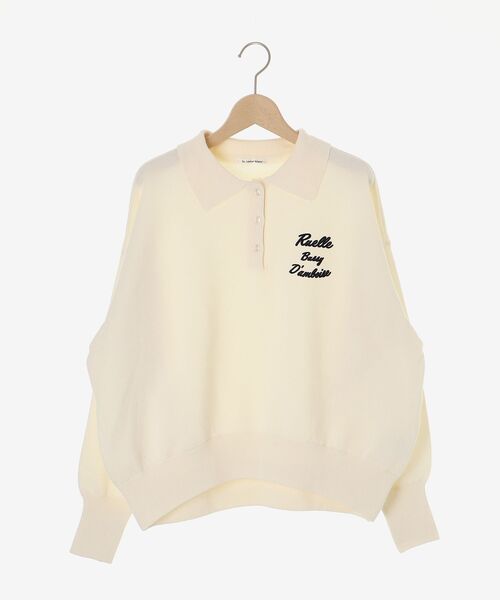 le.coeur blanc（ルクールブラン）の「《一部カラーWEB限定》フロッキーロゴニットポロ（ニット/セーター・レディース・アイボリー/ネイビー/グレー/ブラック/キャメル・38）」の6枚目の写真