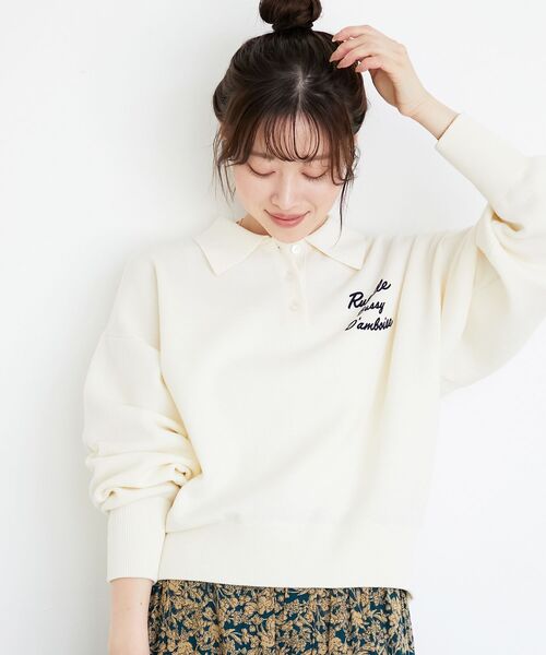 le.coeur blanc（ルクールブラン）の「《一部カラーWEB限定》フロッキーロゴニットポロ（ニット/セーター・レディース・アイボリー/ネイビー/グレー/ブラック/キャメル・38）」の10枚目の写真