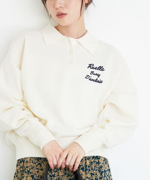 le.coeur blanc（ルクールブラン）の「《一部カラーWEB限定》フロッキーロゴニットポロ（ニット/セーター・レディース・アイボリー/ネイビー/グレー/ブラック/キャメル・38）」の12枚目の写真
