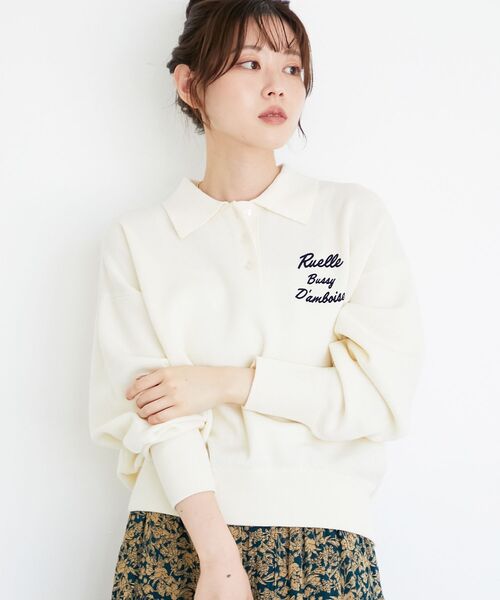 le.coeur blanc（ルクールブラン）の「《一部カラーWEB限定》フロッキーロゴニットポロ（ニット/セーター・レディース・アイボリー/ネイビー/グレー/ブラック/キャメル・38）」の13枚目の写真
