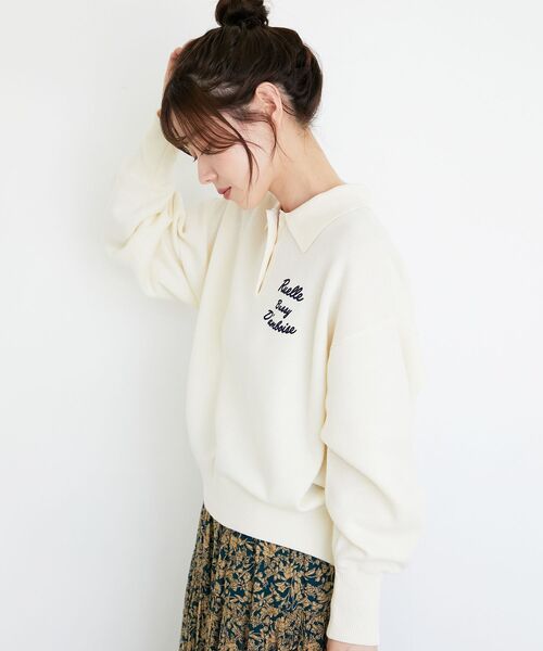 le.coeur blanc（ルクールブラン）の「《一部カラーWEB限定》フロッキーロゴニットポロ（ニット/セーター・レディース・アイボリー/ネイビー/グレー/ブラック/キャメル・38）」の14枚目の写真