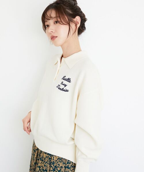 le.coeur blanc（ルクールブラン）の「《一部カラーWEB限定》フロッキーロゴニットポロ（ニット/セーター・レディース・アイボリー/ネイビー/グレー/ブラック/キャメル・38）」の15枚目の写真