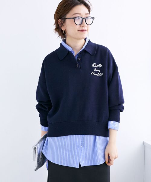 le.coeur blanc（ルクールブラン）の「《一部カラーWEB限定》フロッキーロゴニットポロ（ニット/セーター・レディース・アイボリー/ネイビー/グレー/ブラック/キャメル・38）」の21枚目の写真