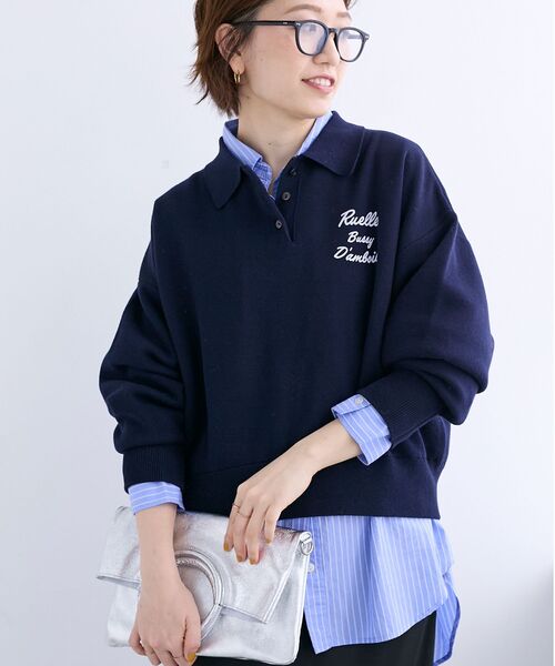 le.coeur blanc（ルクールブラン）の「《一部カラーWEB限定》フロッキーロゴニットポロ（ニット/セーター・レディース・アイボリー/ネイビー/グレー/ブラック/キャメル・38）」の22枚目の写真