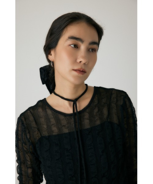 crie conforto(クリーコンフォルト)の「シャーリングシアーニット 秋服 / 長袖 / シアートップス(ニット/セーター・レディース・ブラック/パープル/オレンジ/オフホワイト・FREE)」の21枚目の写真