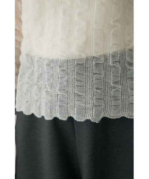 crie conforto(クリーコンフォルト)の「シャーリングシアーニット 秋服 / 長袖 / シアートップス(ニット/セーター・レディース・ブラック/パープル/オレンジ/オフホワイト・FREE)」の8枚目の写真
