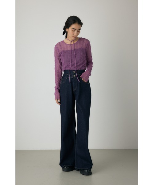 crie conforto(クリーコンフォルト)の「シャーリングシアーニット 秋服 / 長袖 / シアートップス(ニット/セーター・レディース・ブラック/パープル/オレンジ/オフホワイト・FREE)」の11枚目の写真