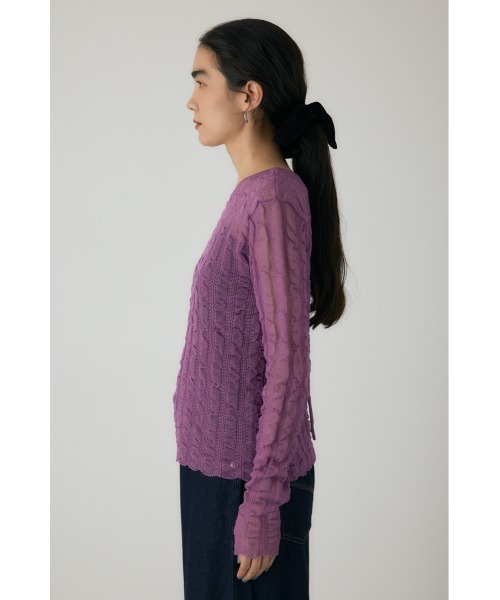 crie conforto(クリーコンフォルト)の「シャーリングシアーニット 秋服 / 長袖 / シアートップス(ニット/セーター・レディース・ブラック/パープル/オレンジ/オフホワイト・FREE)」の13枚目の写真