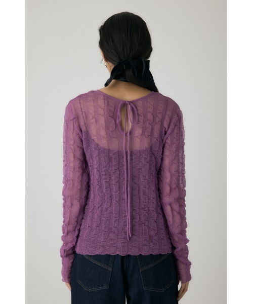 crie conforto(クリーコンフォルト)の「シャーリングシアーニット 秋服 / 長袖 / シアートップス(ニット/セーター・レディース・ブラック/パープル/オレンジ/オフホワイト・FREE)」の14枚目の写真