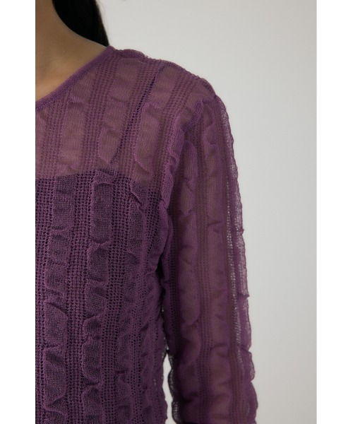 crie conforto(クリーコンフォルト)の「シャーリングシアーニット 秋服 / 長袖 / シアートップス(ニット/セーター・レディース・ブラック/パープル/オレンジ/オフホワイト・FREE)」の18枚目の写真