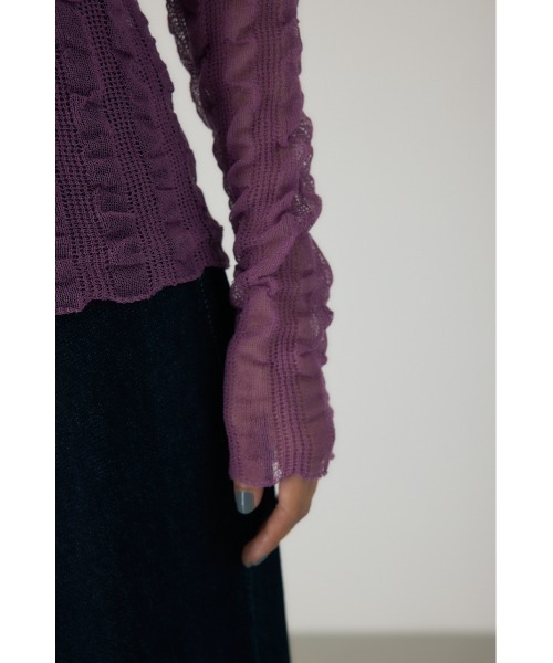 crie conforto(クリーコンフォルト)の「シャーリングシアーニット 秋服 / 長袖 / シアートップス(ニット/セーター・レディース・ブラック/パープル/オレンジ/オフホワイト・FREE)」の19枚目の写真
