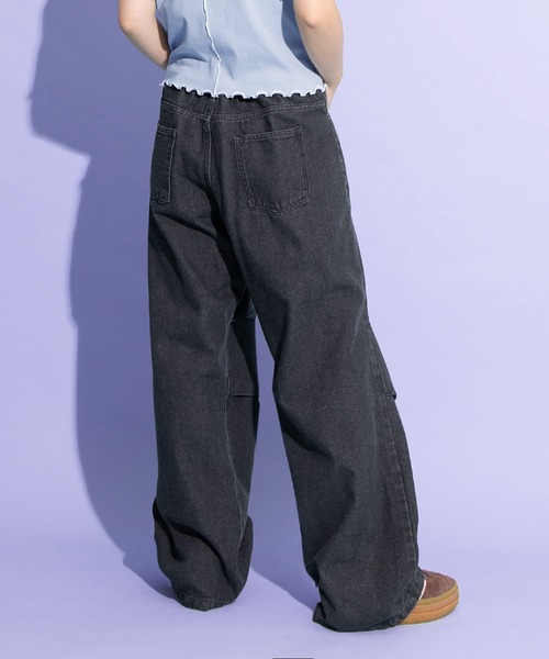 PUNYUS（プニュズ）の「ニータックデニムバギーパンツ（その他パンツ・レディース・ブラック/ライトブルー・1/2/3/4）」の10枚目の写真