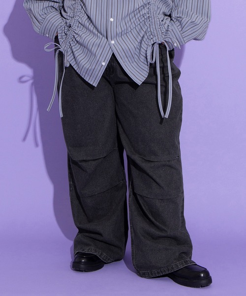 PUNYUS（プニュズ）の「ニータックデニムバギーパンツ（その他パンツ・レディース・ブラック/ライトブルー・1/2/3/4）」の15枚目の写真