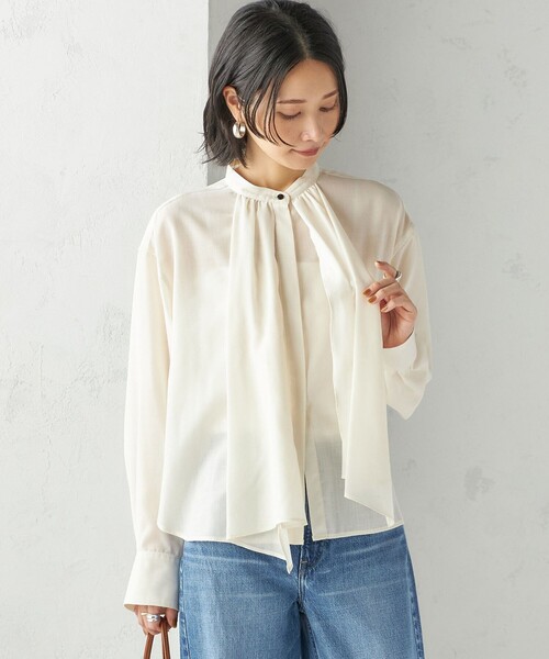SHIPS(シップス)の「〈手洗い可能〉シアー リボン タイ ブラウス(シャツ/ブラウス・レディース・ナチュラル・ONE SIZE)」の5枚目の写真