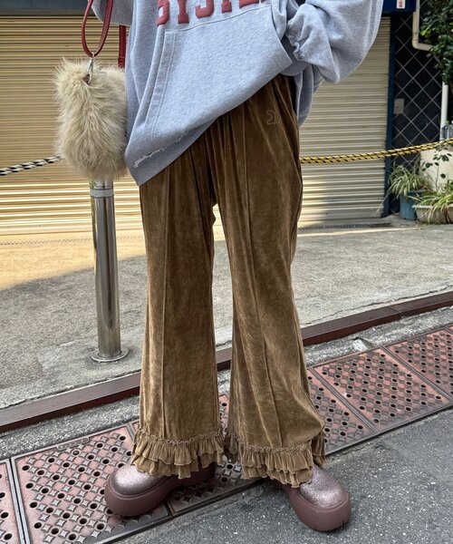 CIAOPANIC（チャオパニック）の「シアーフロッキーフリルイージーパンツ（その他パンツ・レディース・キャメル/ブラウン/グレー/カーキ/ブラック・SMALL/MEDIUM）」の5枚目の写真